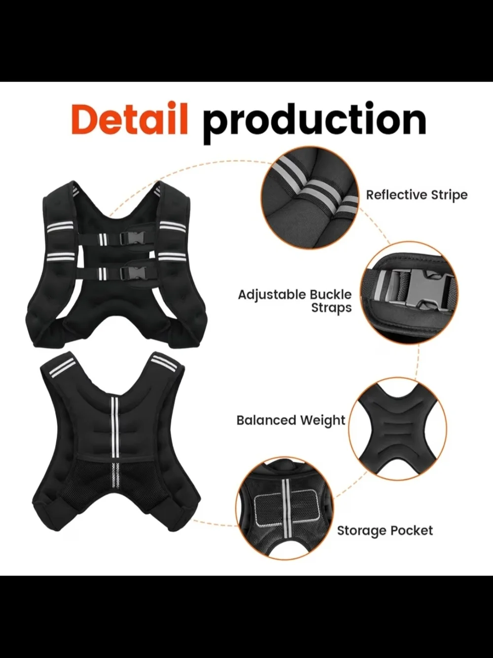 NWT Adjustable Black Weighted Vest for Men/Women - 12LB - Picture 3 of 8